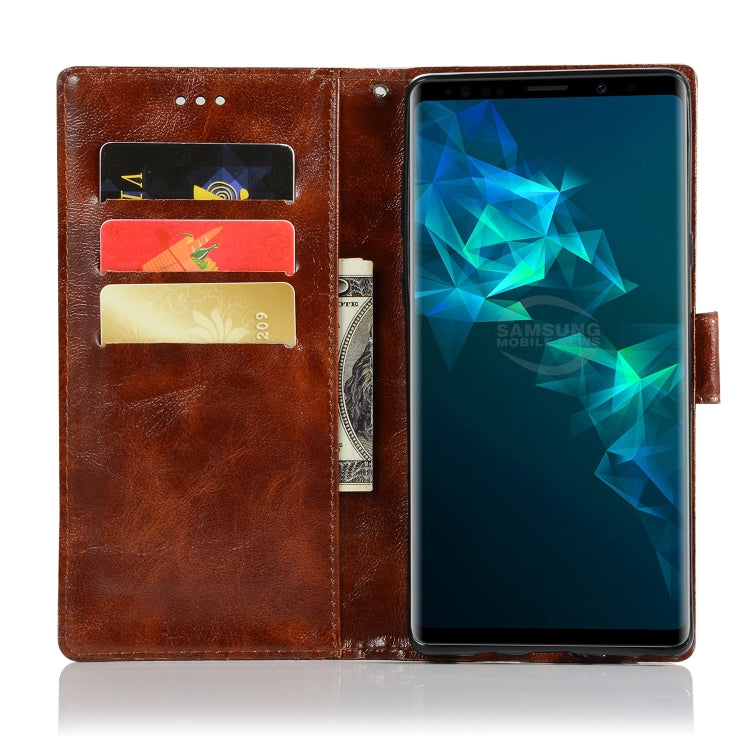 For Galaxy Note 9 Retro Copper Buckle Crazy Horse Horizontal Flip PU Leather Case with Holder & Card Slots & Wallet & Lanyard