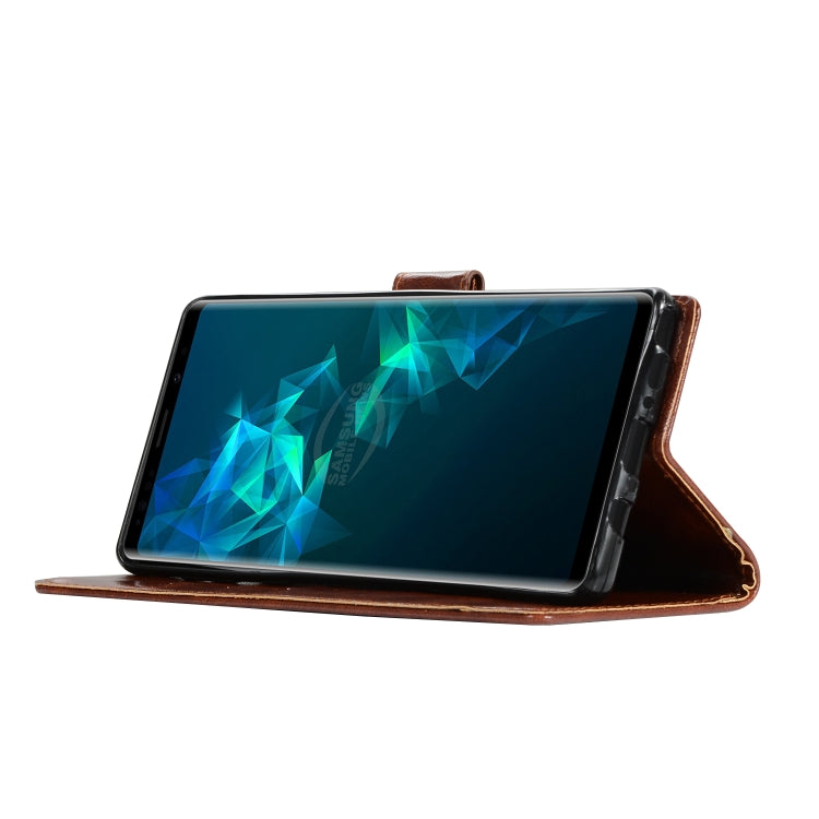 For Galaxy Note 9 Retro Copper Buckle Crazy Horse Horizontal Flip PU Leather Case with Holder & Card Slots & Wallet & Lanyard