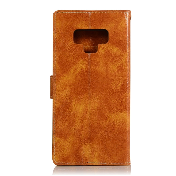 For Galaxy Note 9 Retro Copper Buckle Crazy Horse Horizontal Flip PU Leather Case with Holder & Card Slots & Wallet & Lanyard