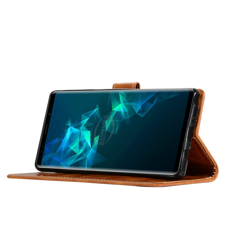 For Galaxy Note 9 Retro Copper Buckle Crazy Horse Horizontal Flip PU Leather Case with Holder & Card Slots & Wallet & Lanyard