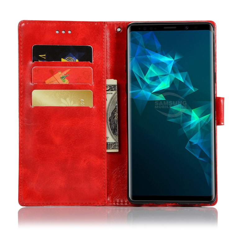 For Galaxy Note 9 Retro Copper Buckle Crazy Horse Horizontal Flip PU Leather Case with Holder & Card Slots & Wallet & Lanyard