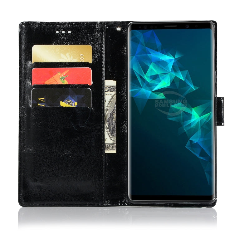 For Galaxy Note 9 Retro Copper Buckle Crazy Horse Horizontal Flip PU Leather Case with Holder & Card Slots & Wallet & Lanyard