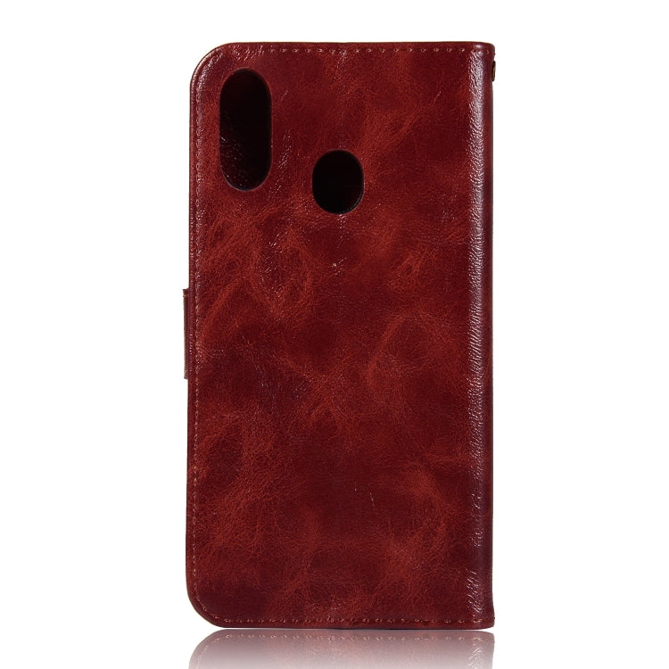 For Galaxy M20 Retro Copper Buckle Crazy Horse Horizontal Flip PU Leather Case with Holder & Card Slots & Wallet & Lanyard