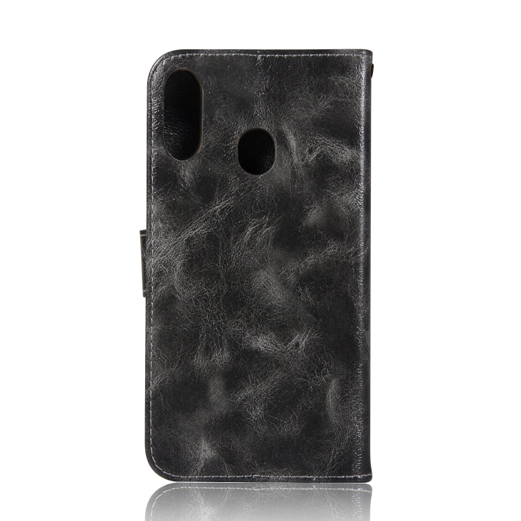For Galaxy M20 Retro Copper Buckle Crazy Horse Horizontal Flip PU Leather Case with Holder & Card Slots & Wallet & Lanyard