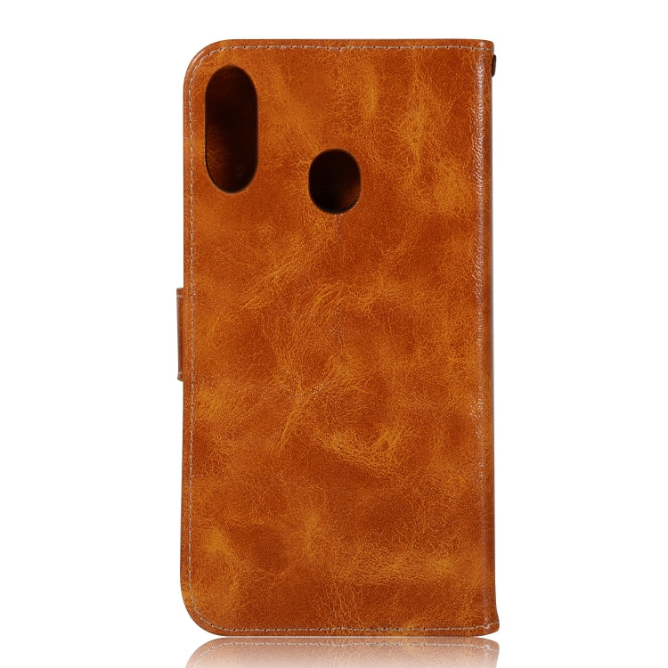 For Galaxy M20 Retro Copper Buckle Crazy Horse Horizontal Flip PU Leather Case with Holder & Card Slots & Wallet & Lanyard