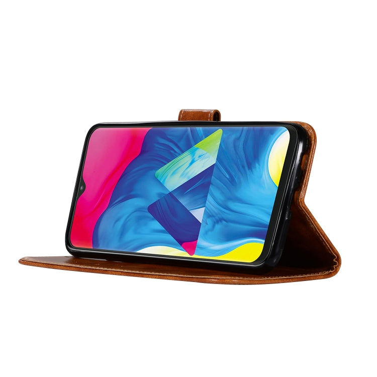 For Galaxy M20 Retro Copper Buckle Crazy Horse Horizontal Flip PU Leather Case with Holder & Card Slots & Wallet & Lanyard