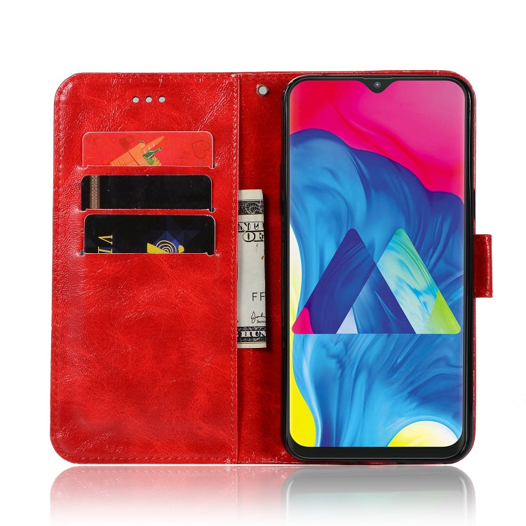 For Galaxy M20 Retro Copper Buckle Crazy Horse Horizontal Flip PU Leather Case with Holder & Card Slots & Wallet & Lanyard