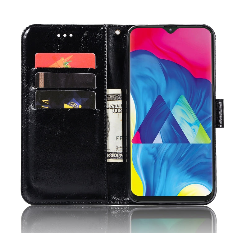 For Galaxy M20 Retro Copper Buckle Crazy Horse Horizontal Flip PU Leather Case with Holder & Card Slots & Wallet & Lanyard
