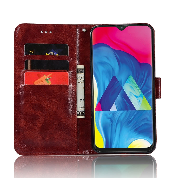 For Galaxy M10 Retro Copper Buckle Crazy Horse Horizontal Flip PU Leather Case with Holder & Card Slots & Wallet & Lanyard