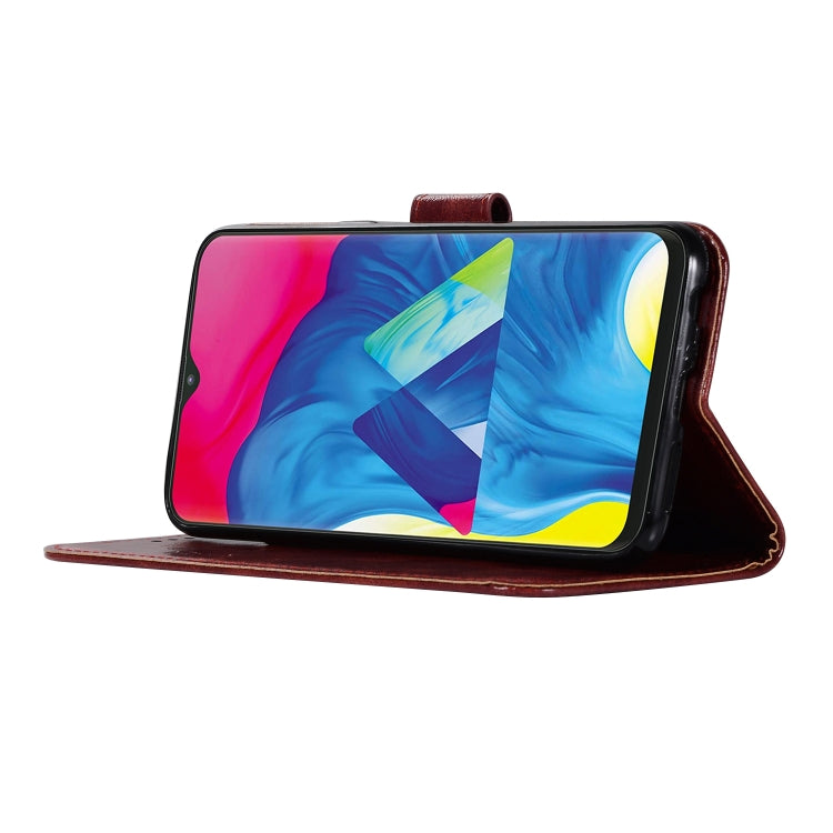 For Galaxy M10 Retro Copper Buckle Crazy Horse Horizontal Flip PU Leather Case with Holder & Card Slots & Wallet & Lanyard