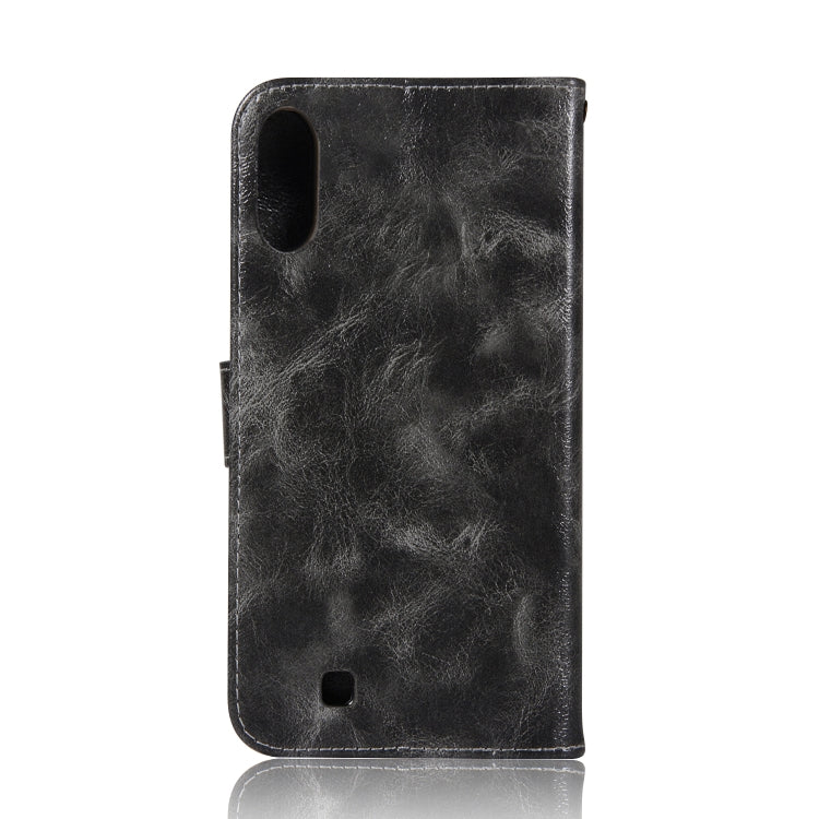 For Galaxy M10 Retro Copper Buckle Crazy Horse Horizontal Flip PU Leather Case with Holder & Card Slots & Wallet & Lanyard