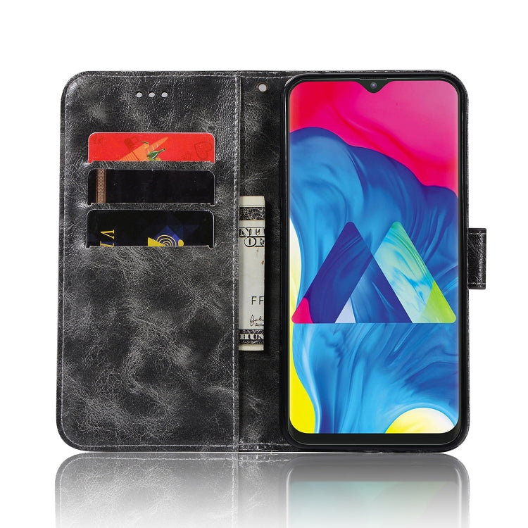 For Galaxy M10 Retro Copper Buckle Crazy Horse Horizontal Flip PU Leather Case with Holder & Card Slots & Wallet & Lanyard