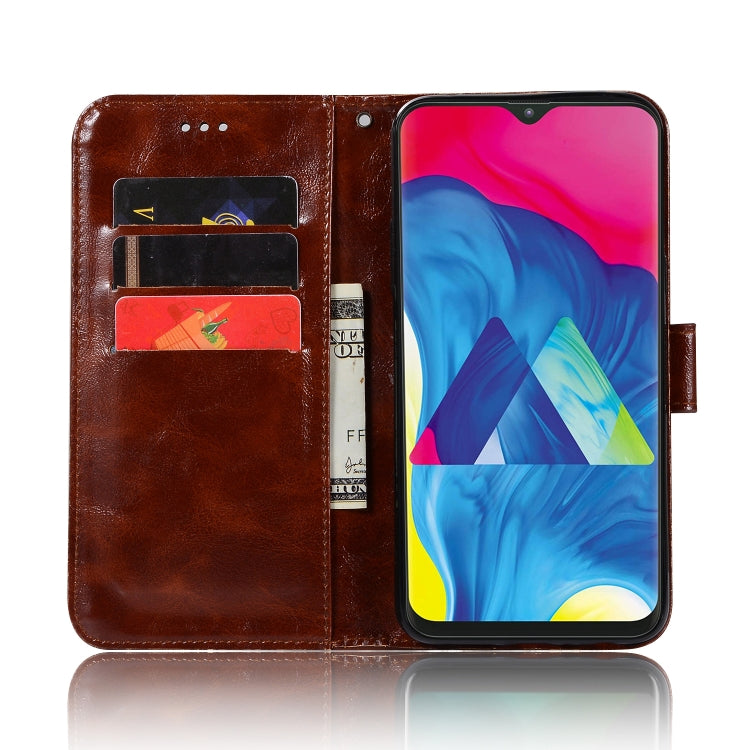 For Galaxy M10 Retro Copper Buckle Crazy Horse Horizontal Flip PU Leather Case with Holder & Card Slots & Wallet & Lanyard