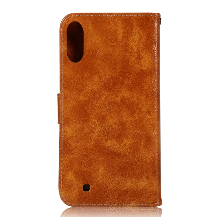For Galaxy M10 Retro Copper Buckle Crazy Horse Horizontal Flip PU Leather Case with Holder & Card Slots & Wallet & Lanyard