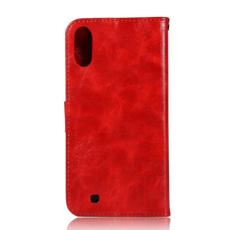 For Galaxy M10 Retro Copper Buckle Crazy Horse Horizontal Flip PU Leather Case with Holder & Card Slots & Wallet & Lanyard