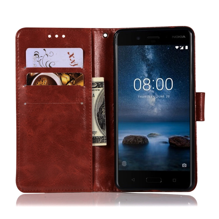 For Nokia 8 Retro Copper Buckle Crazy Horse Horizontal Flip PU Leather Case with Holder & Card Slots & Wallet & Lanyard