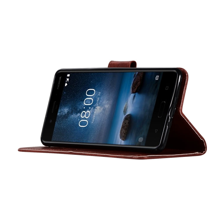 For Nokia 8 Retro Copper Buckle Crazy Horse Horizontal Flip PU Leather Case with Holder & Card Slots & Wallet & Lanyard