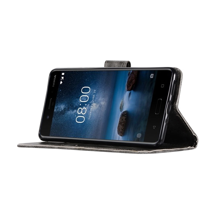 For Nokia 8 Retro Copper Buckle Crazy Horse Horizontal Flip PU Leather Case with Holder & Card Slots & Wallet & Lanyard