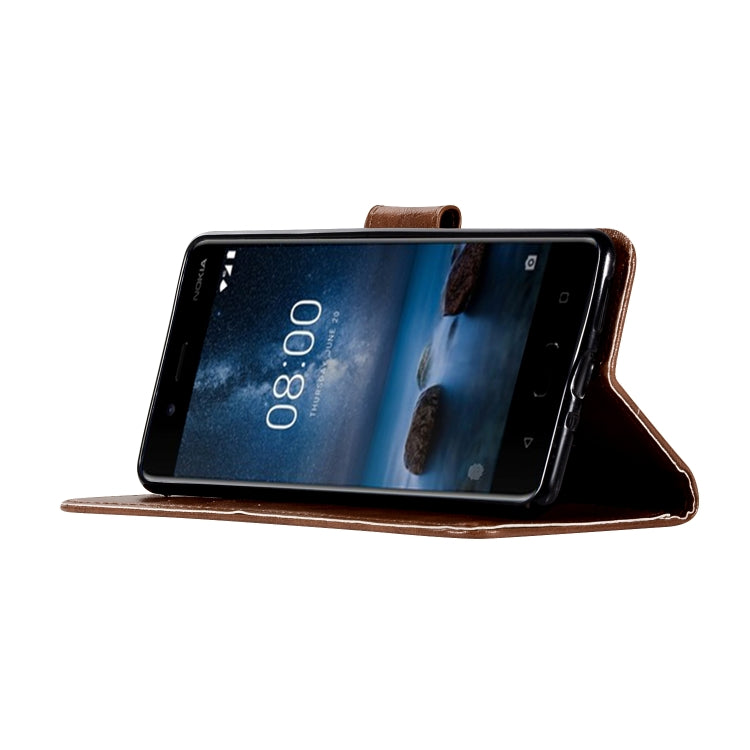 For Nokia 8 Retro Copper Buckle Crazy Horse Horizontal Flip PU Leather Case with Holder & Card Slots & Wallet & Lanyard