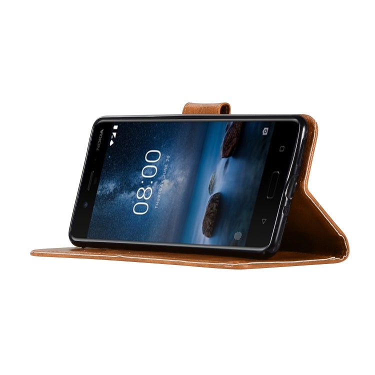 For Nokia 8 Retro Copper Buckle Crazy Horse Horizontal Flip PU Leather Case with Holder & Card Slots & Wallet & Lanyard