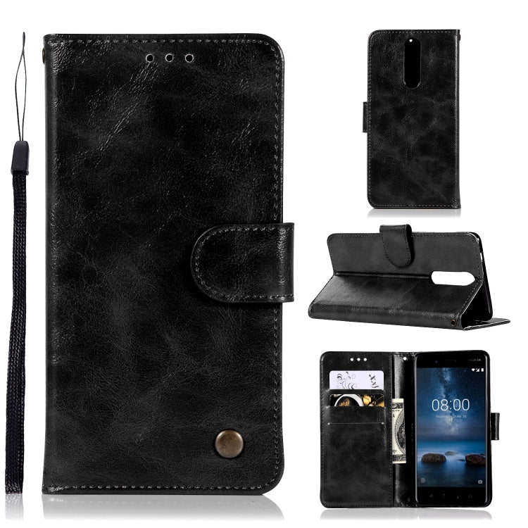 For Nokia 8 Retro Copper Buckle Crazy Horse Horizontal Flip PU Leather Case with Holder & Card Slots & Wallet & Lanyard