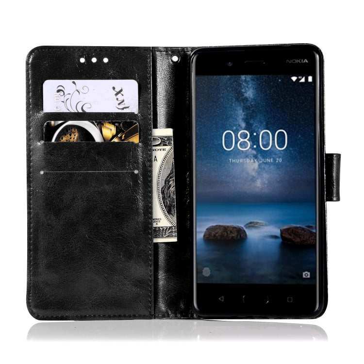 For Nokia 8 Retro Copper Buckle Crazy Horse Horizontal Flip PU Leather Case with Holder & Card Slots & Wallet & Lanyard