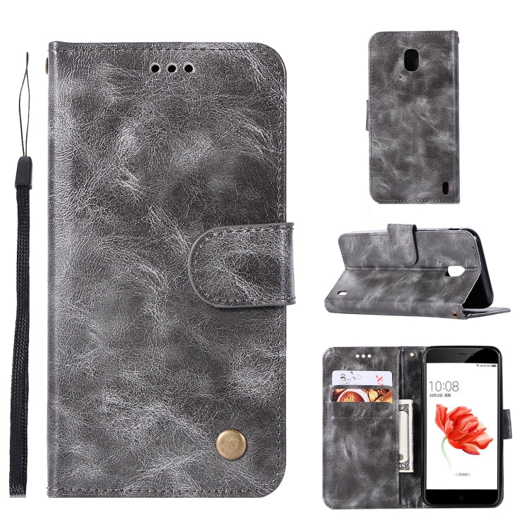 For Nokia 2 Retro Copper Buckle Crazy Horse Horizontal Flip PU Leather Case with Holder & Card Slots & Wallet & Lanyard