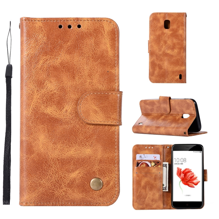 For Nokia 2 Retro Copper Buckle Crazy Horse Horizontal Flip PU Leather Case with Holder & Card Slots & Wallet & Lanyard