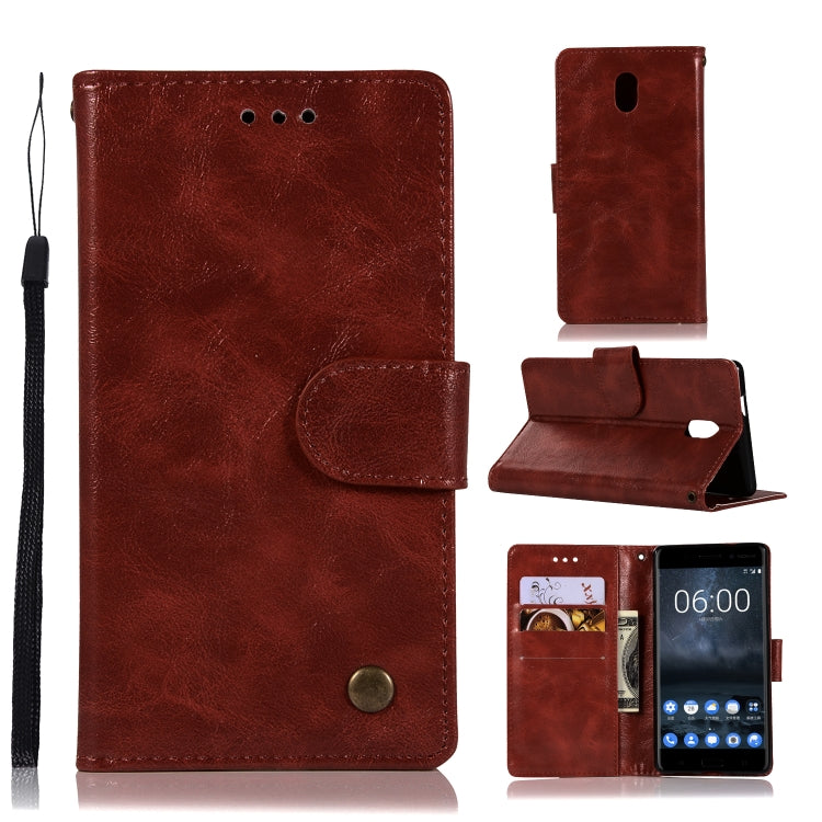 For Nokia 3 Retro Copper Buckle Crazy Horse Horizontal Flip PU Leather Case with Holder & Card Slots & Wallet & Lanyard