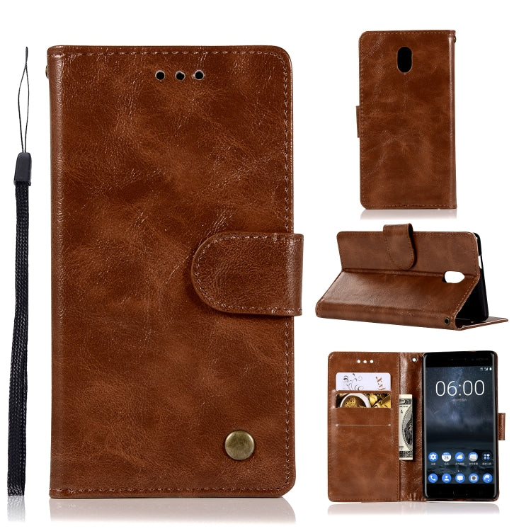 For Nokia 3 Retro Copper Buckle Crazy Horse Horizontal Flip PU Leather Case with Holder & Card Slots & Wallet & Lanyard