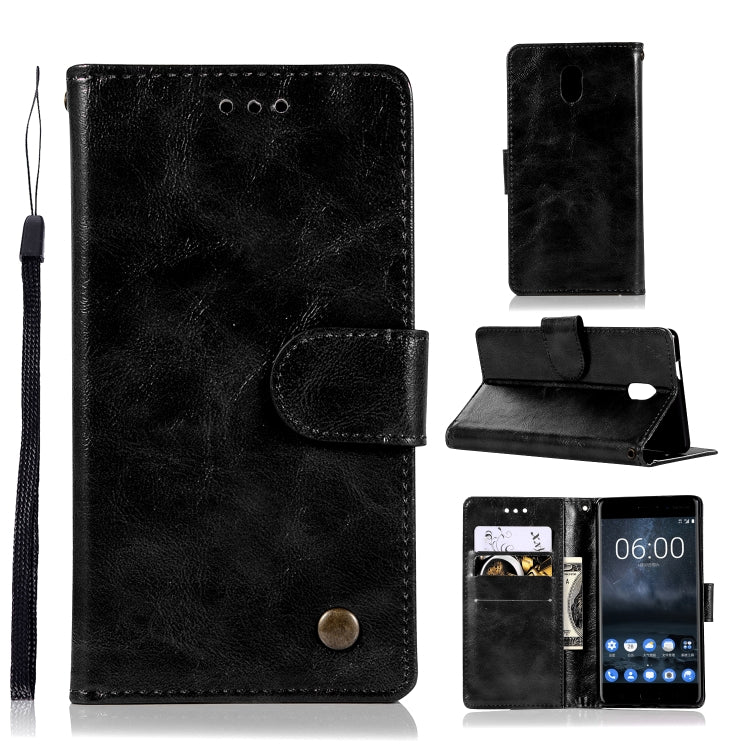 For Nokia 3 Retro Copper Buckle Crazy Horse Horizontal Flip PU Leather Case with Holder & Card Slots & Wallet & Lanyard