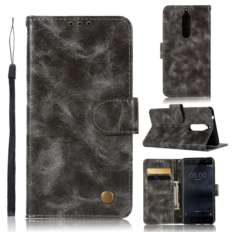 For Nokia 5 Retro Copper Buckle Crazy Horse Horizontal Flip PU Leather Case with Holder & Card Slots & Wallet & Lanyard