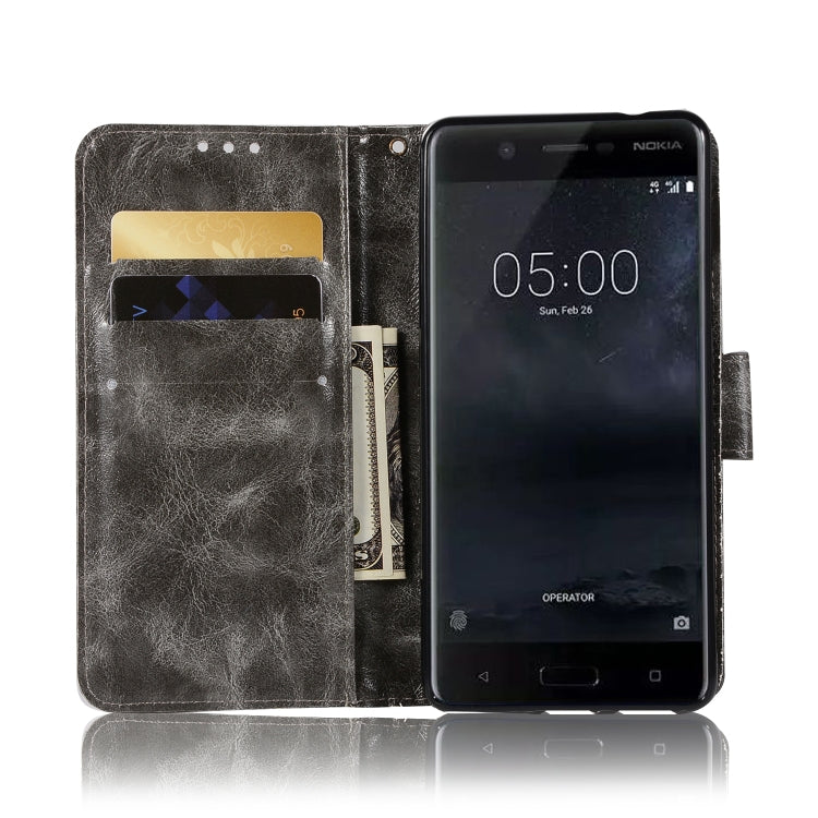 For Nokia 5 Retro Copper Buckle Crazy Horse Horizontal Flip PU Leather Case with Holder & Card Slots & Wallet & Lanyard