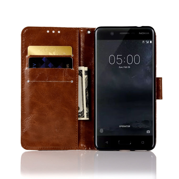 For Nokia 5 Retro Copper Buckle Crazy Horse Horizontal Flip PU Leather Case with Holder & Card Slots & Wallet & Lanyard