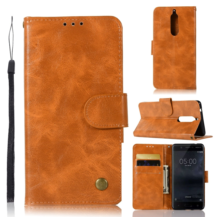 For Nokia 5 Retro Copper Buckle Crazy Horse Horizontal Flip PU Leather Case with Holder & Card Slots & Wallet & Lanyard