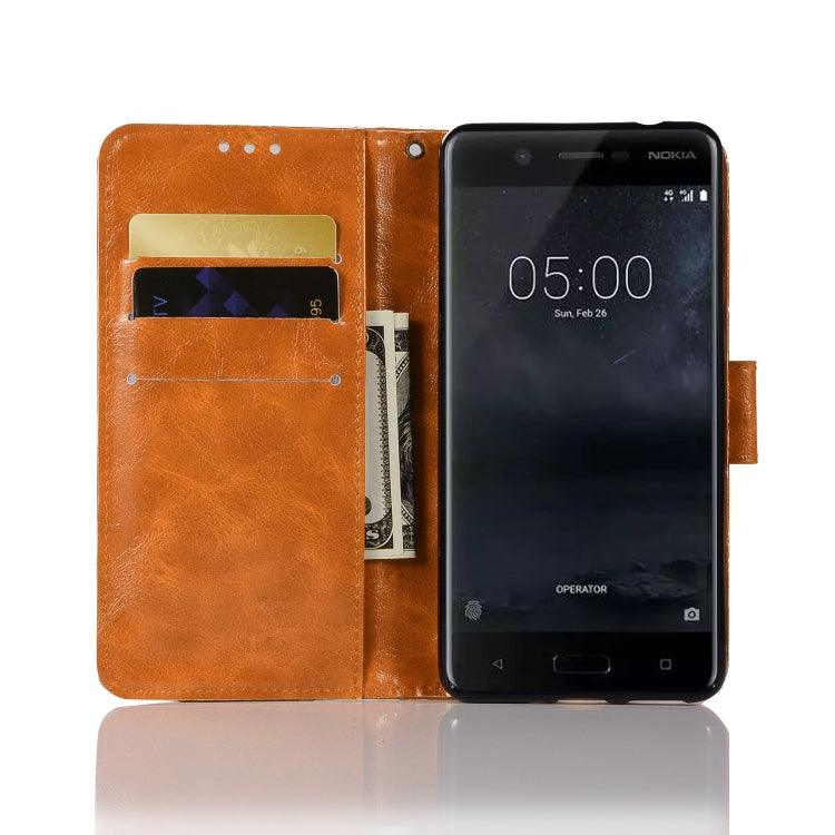 For Nokia 5 Retro Copper Buckle Crazy Horse Horizontal Flip PU Leather Case with Holder & Card Slots & Wallet & Lanyard