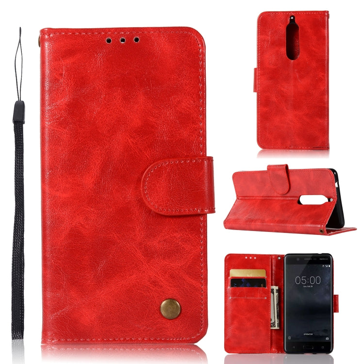 For Nokia 5 Retro Copper Buckle Crazy Horse Horizontal Flip PU Leather Case with Holder & Card Slots & Wallet & Lanyard