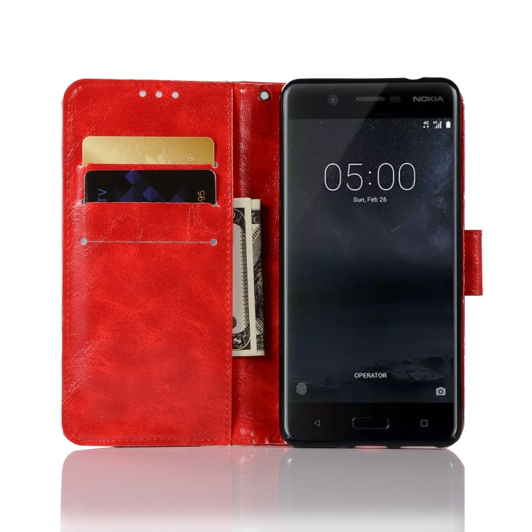 For Nokia 5 Retro Copper Buckle Crazy Horse Horizontal Flip PU Leather Case with Holder & Card Slots & Wallet & Lanyard