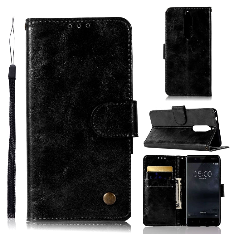 For Nokia 5 Retro Copper Buckle Crazy Horse Horizontal Flip PU Leather Case with Holder & Card Slots & Wallet & Lanyard