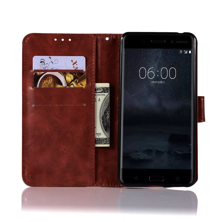 For Nokia 6 Retro Copper Buckle Crazy Horse Horizontal Flip PU Leather Case with Holder & Card Slots & Wallet & Lanyard