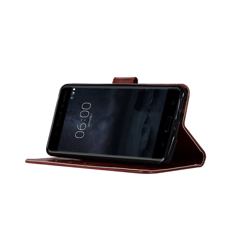 For Nokia 6 Retro Copper Buckle Crazy Horse Horizontal Flip PU Leather Case with Holder & Card Slots & Wallet & Lanyard