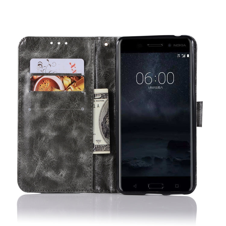 For Nokia 6 Retro Copper Buckle Crazy Horse Horizontal Flip PU Leather Case with Holder & Card Slots & Wallet & Lanyard