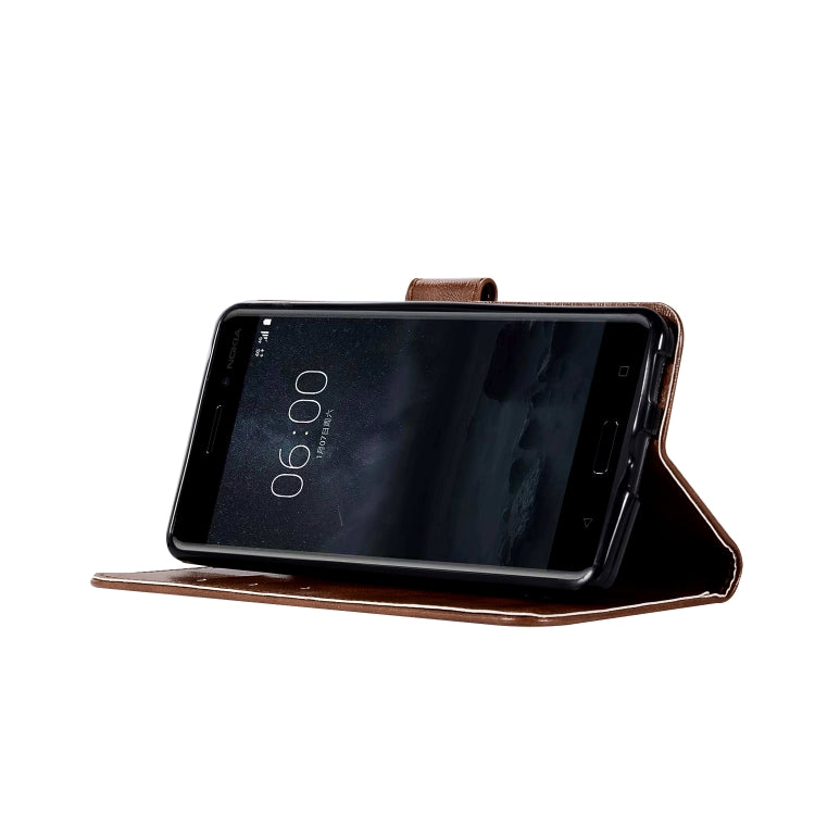 For Nokia 6 Retro Copper Buckle Crazy Horse Horizontal Flip PU Leather Case with Holder & Card Slots & Wallet & Lanyard