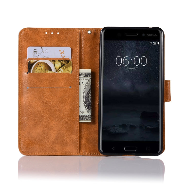 For Nokia 6 Retro Copper Buckle Crazy Horse Horizontal Flip PU Leather Case with Holder & Card Slots & Wallet & Lanyard