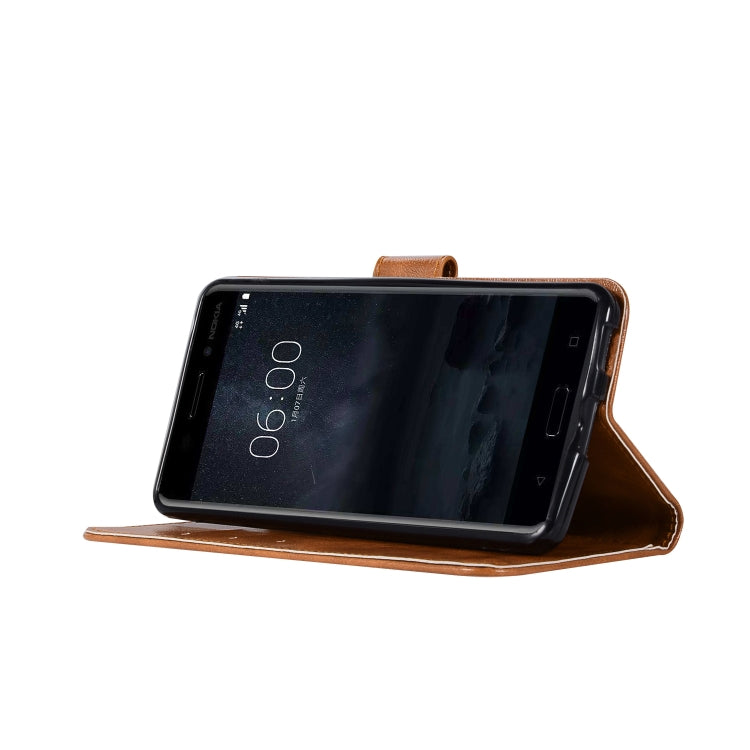 For Nokia 6 Retro Copper Buckle Crazy Horse Horizontal Flip PU Leather Case with Holder & Card Slots & Wallet & Lanyard