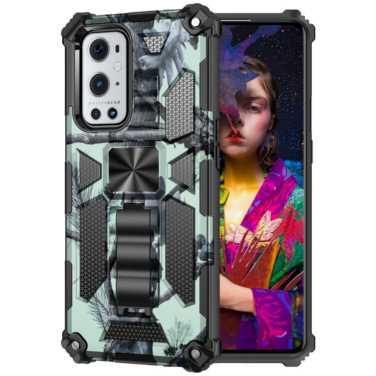 For OnePlus 9 Camouflage Armor Shockproof TPU + PC Magnetic Protective Case with Holder