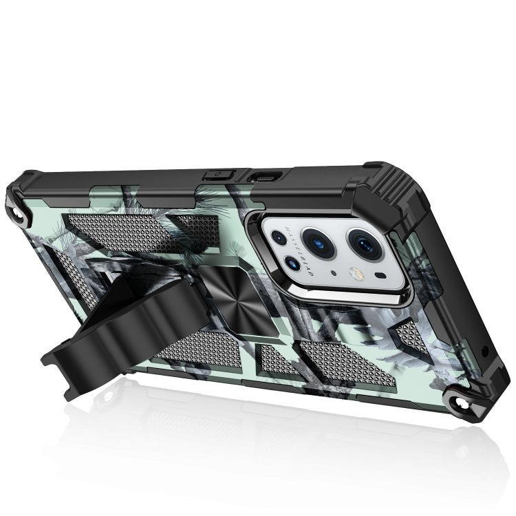 For OnePlus 9 Camouflage Armor Shockproof TPU + PC Magnetic Protective Case with Holder