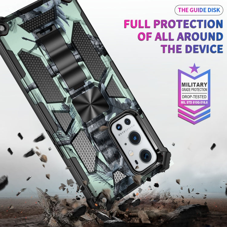 For OnePlus 9 Camouflage Armor Shockproof TPU + PC Magnetic Protective Case with Holder