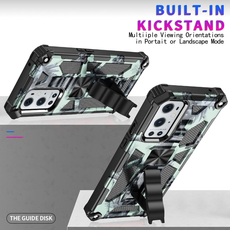 For OnePlus 9 Camouflage Armor Shockproof TPU + PC Magnetic Protective Case with Holder