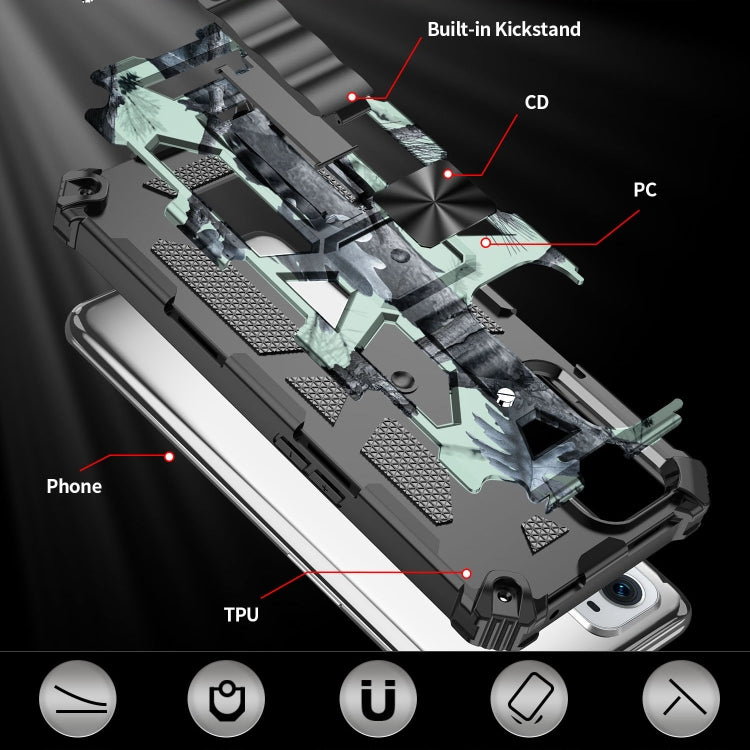 For OnePlus 9 Camouflage Armor Shockproof TPU + PC Magnetic Protective Case with Holder
